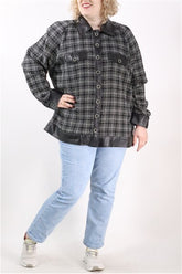 גקט שחור חדש בשילוב דמוי עור-XXL